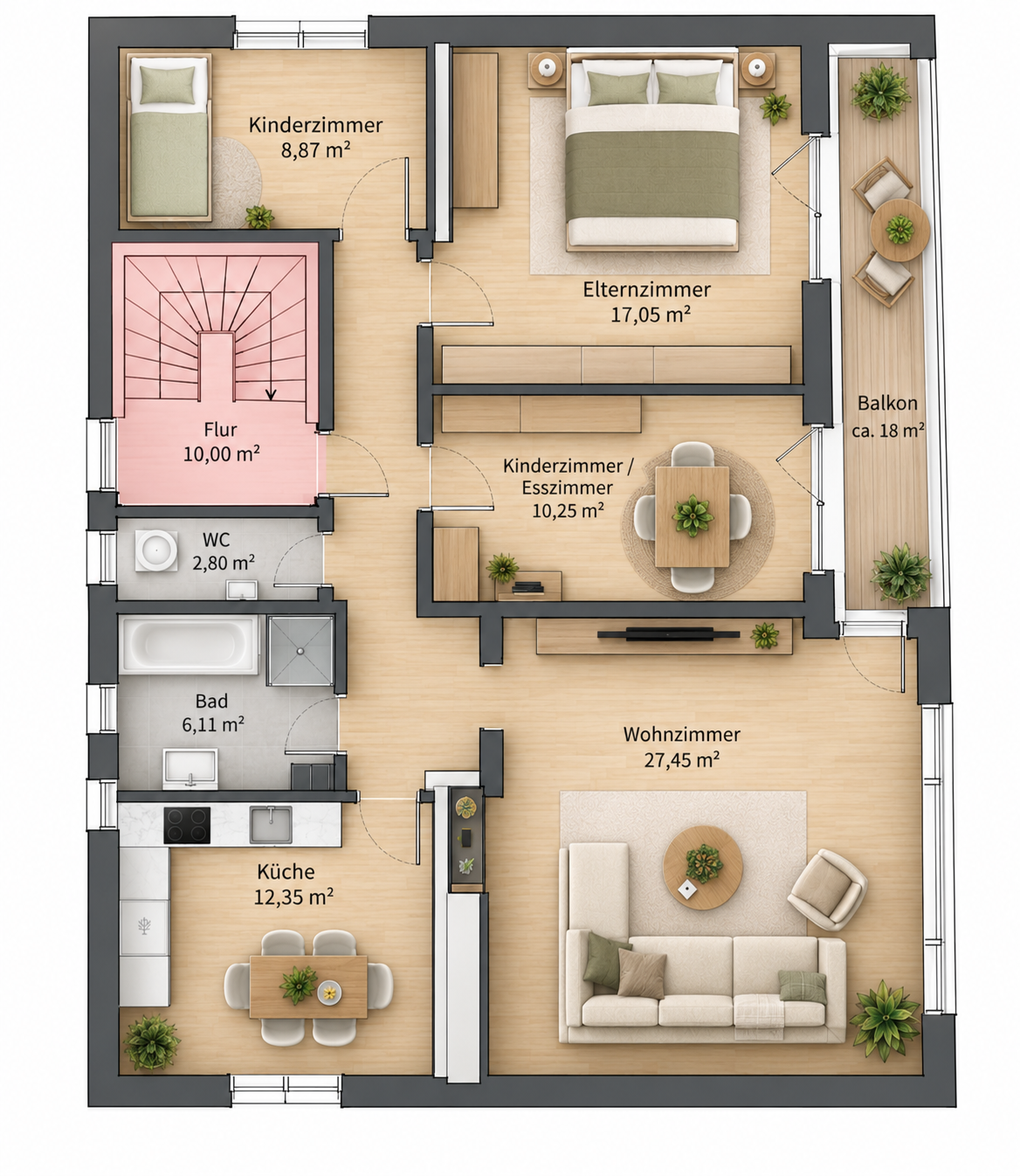 bild - Platz für die Familie – großzügige Maisonettewohnung mit eigenem Wellnessbereich in Kolbermoor